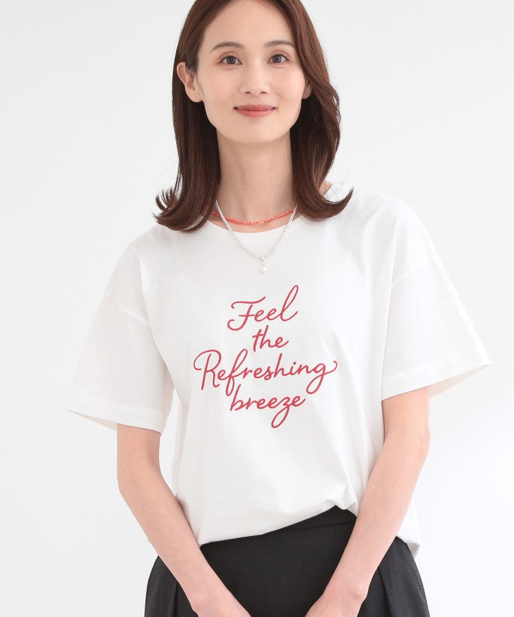 リフレクト Reflect ◆【接触冷感】ラインアート刺繍Tシャツ （ホワイト(102)） ホワイト(102)