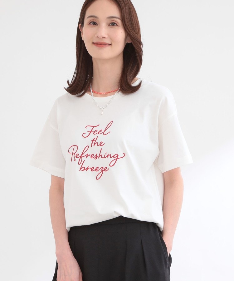 リフレクト Reflect ◆【接触冷感】ラインアート刺繍Tシャツ （ホワイト(102)） ホワイト(102)