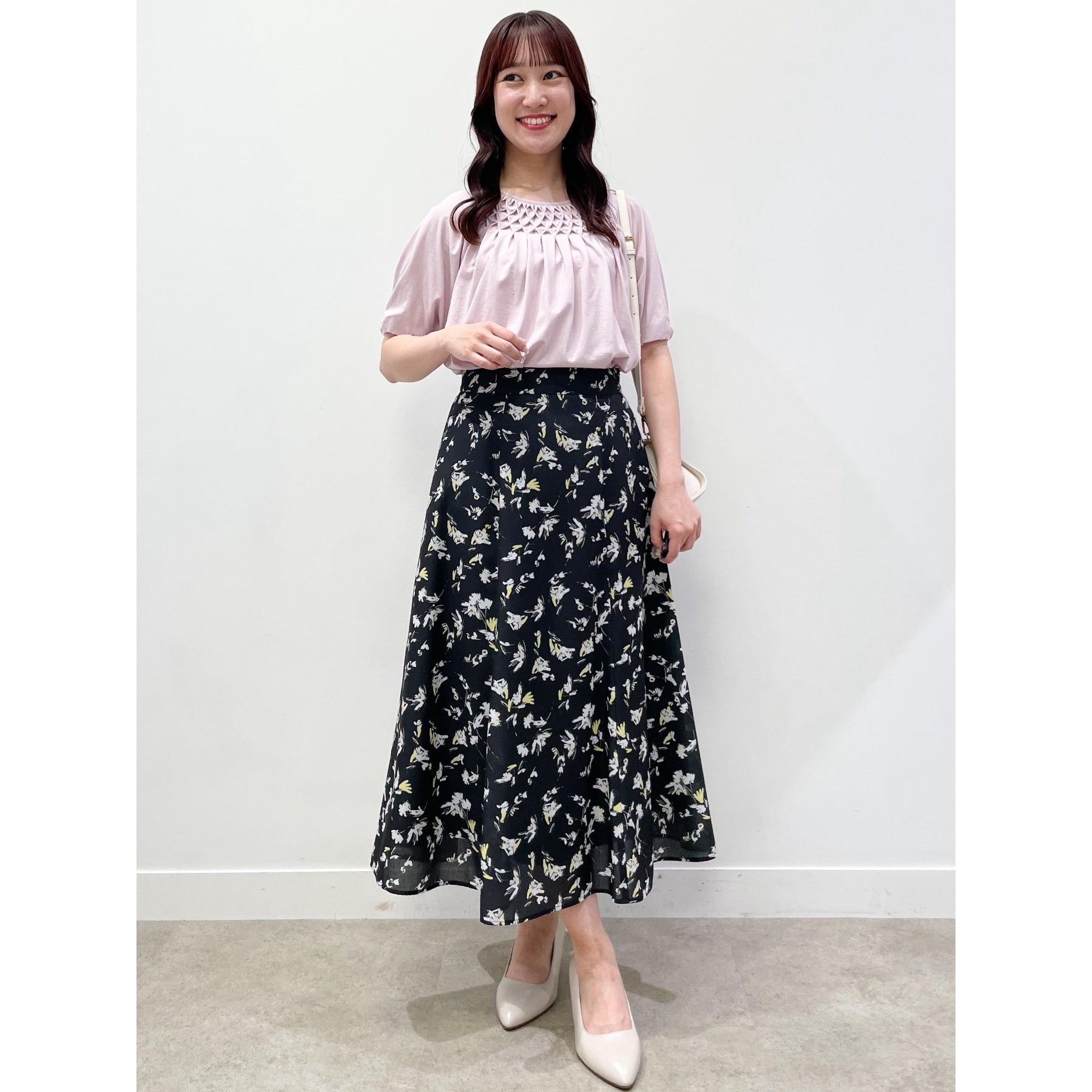 リフレクト Reflect 【マシンウォッシュ可】フラワー柄フレアスカート （オフホワイト(103)） オフホワイト(103)