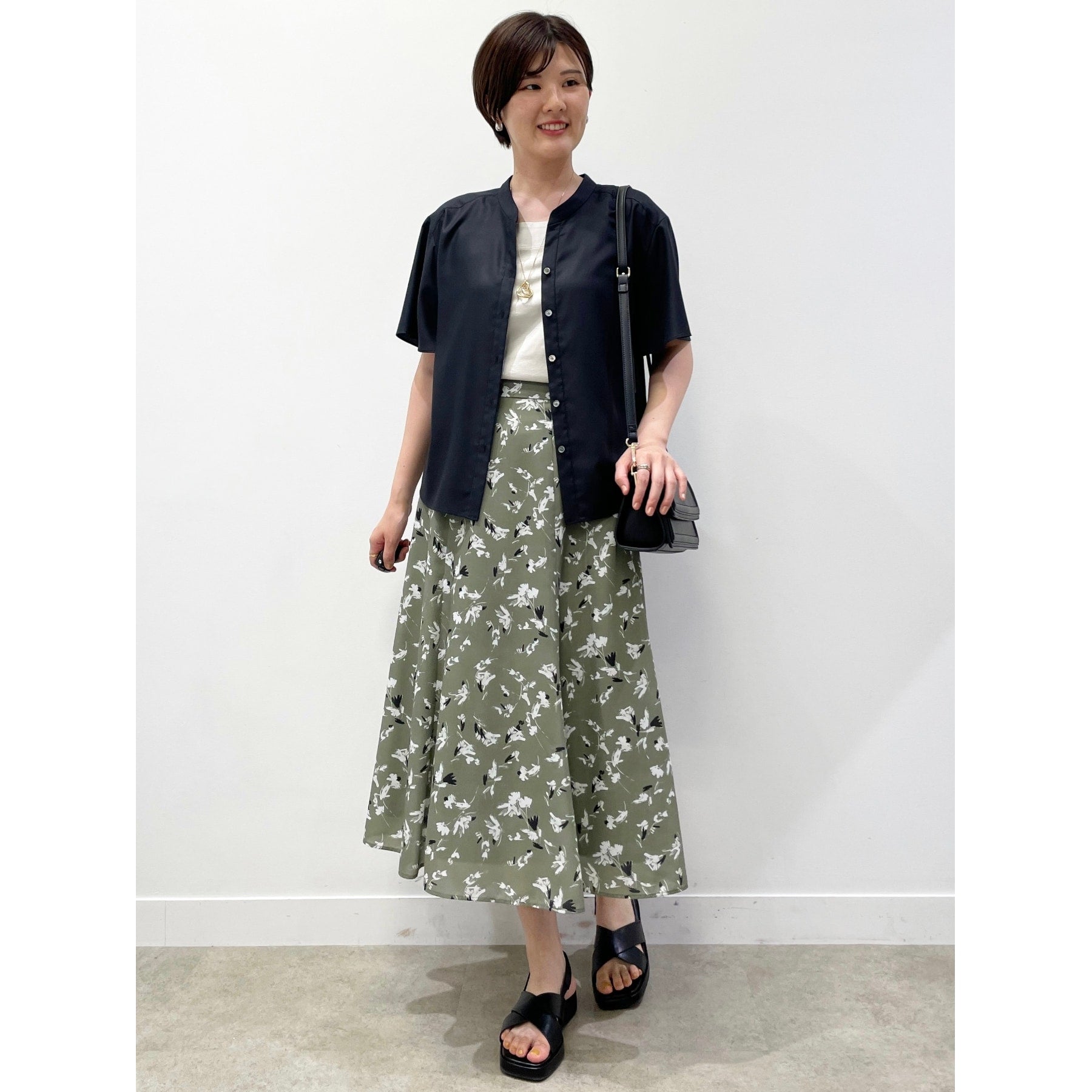 リフレクト Reflect 【マシンウォッシュ可】フラワー柄フレアスカート （オフホワイト(103)） オフホワイト(103)