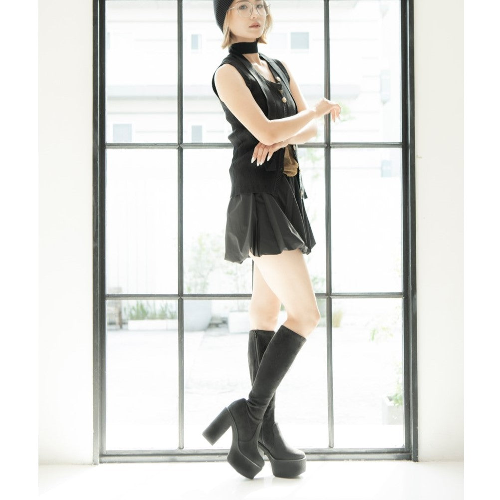 R&Eレザーロングブーツ R&E R&E Platform Long Boots