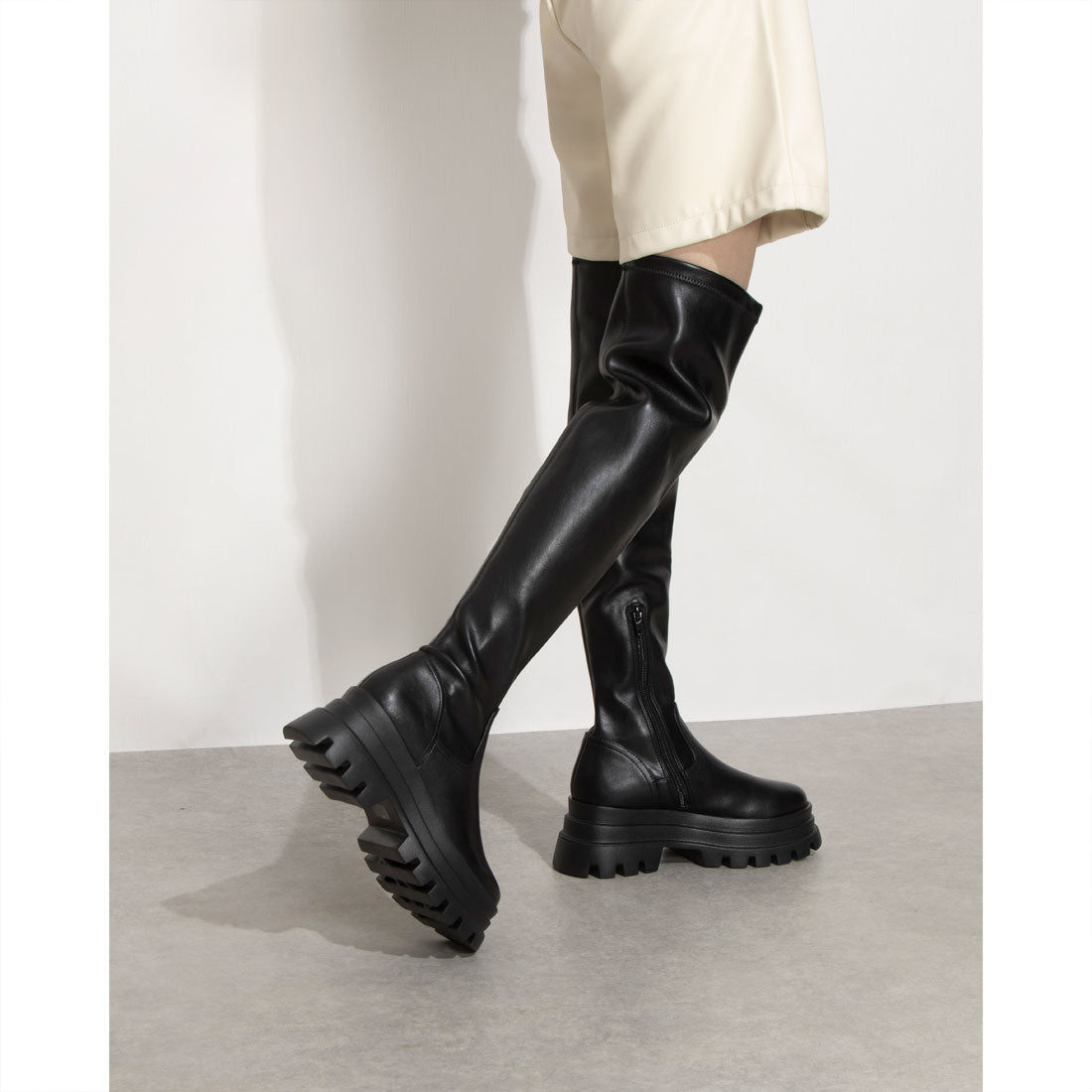 アールアンドイー R&E 厚底ソールヒーハイブーツ