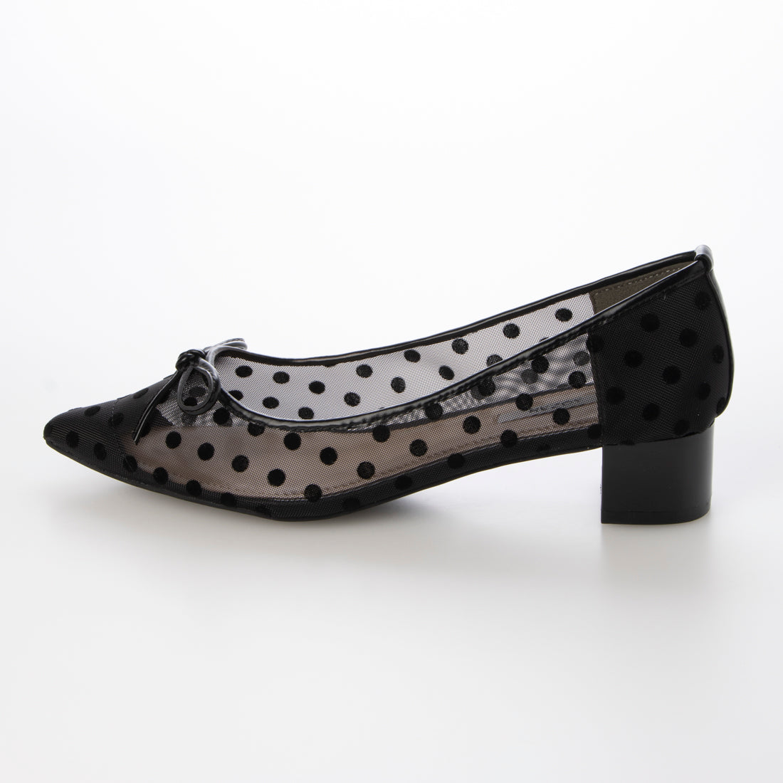 rizoi rezoy [24SS New] Dot Tulle指向腳趾低跟泵