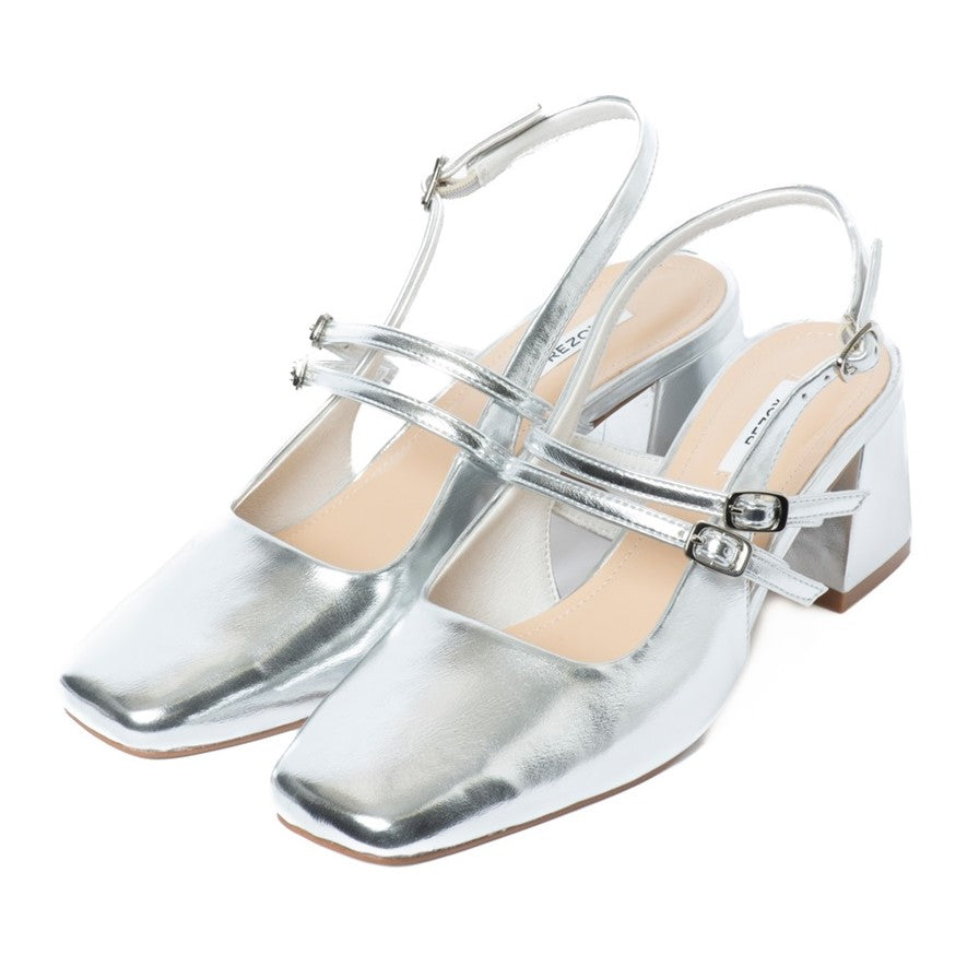 REZOY 【2024 New Release】【REZOY】Double Belt Back Strap Square Toe Pumps