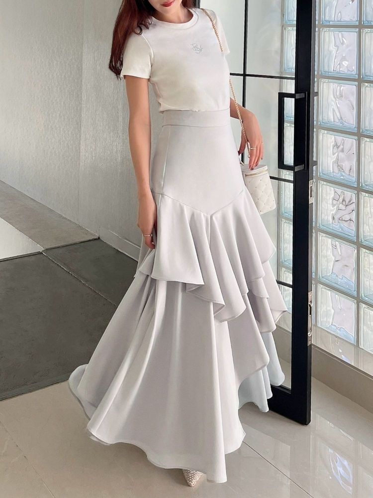 リゼクシー RESEXXY ラッフルプリーツフレアスカート （ブルー） ブルー