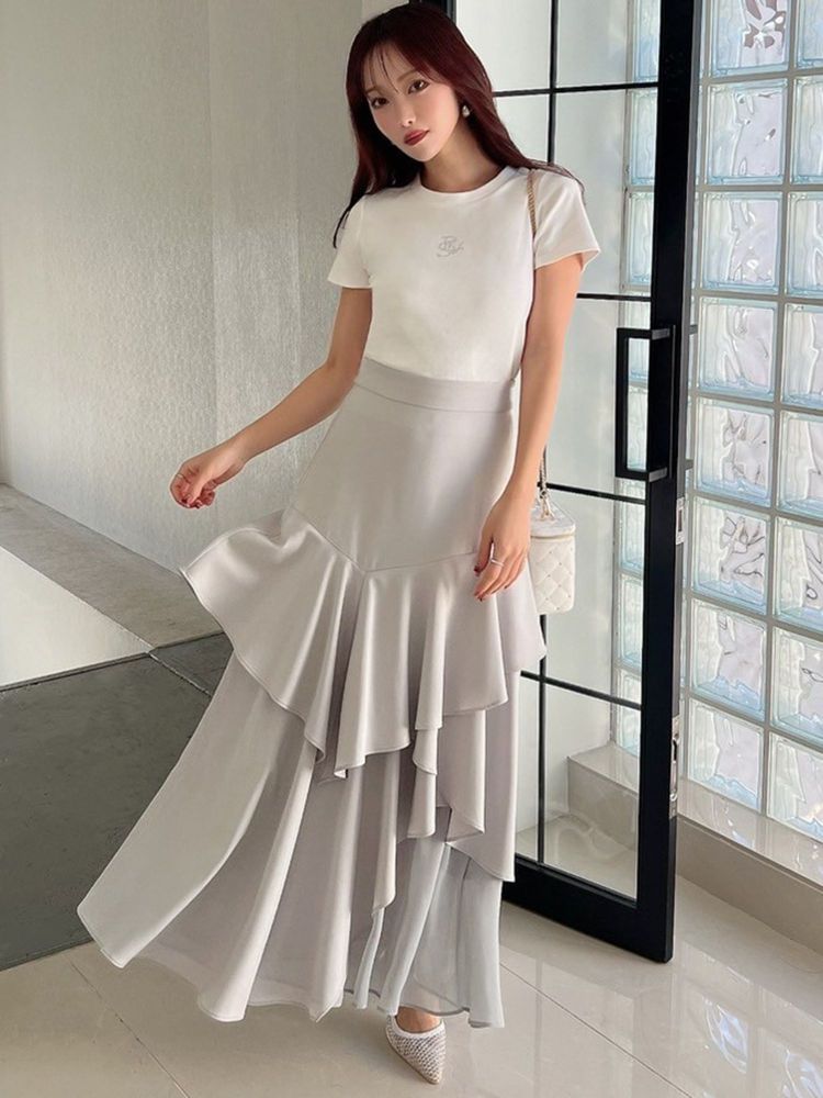 リゼクシー RESEXXY ラッフルプリーツフレアスカート （ブルー） ブルー