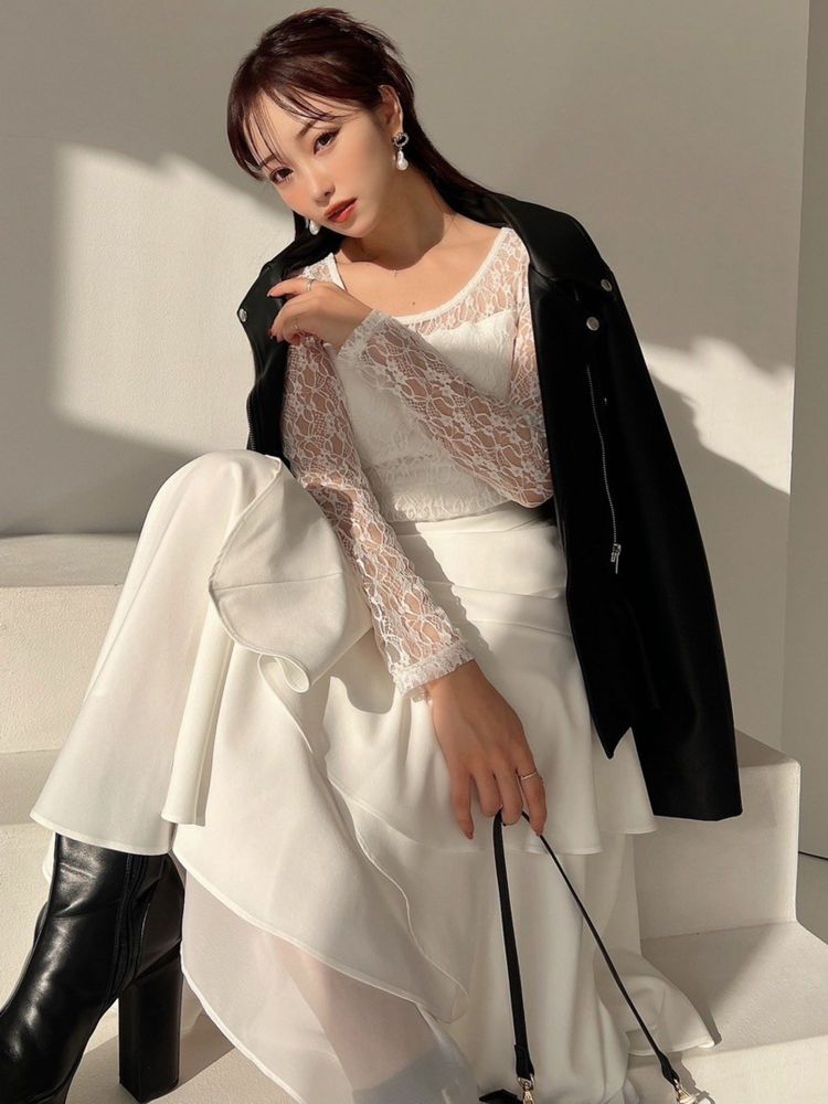 リゼクシー RESEXXY ラッフルプリーツフレアスカート （ブルー） ブルー