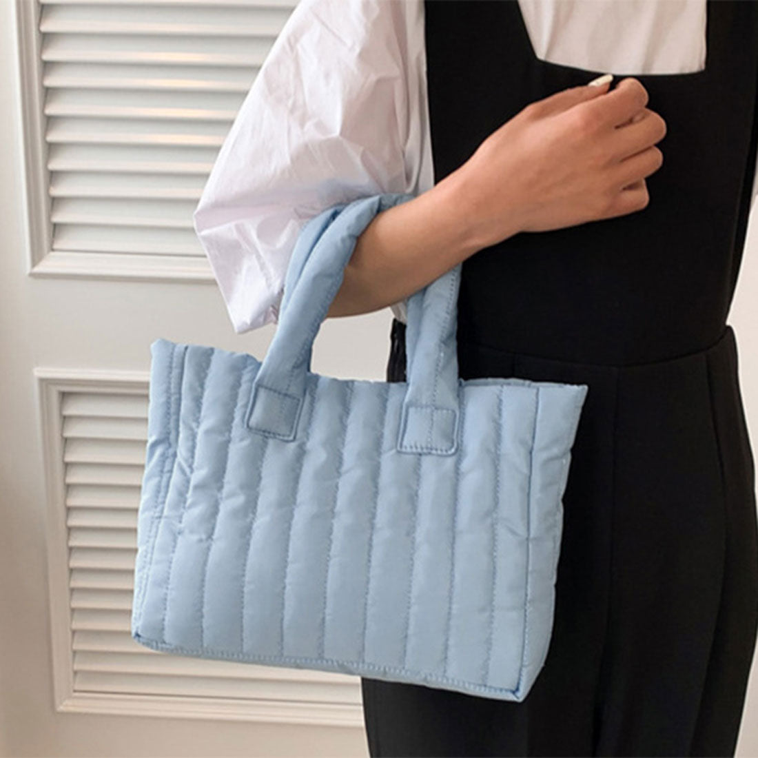 リアルスタイル REAL STYLE トートバッグ ハンドバッグ レディース ミニ 小さめ 軽量 可愛い おしゃれ キルティング パフ 通勤 通学 旅行 トラベル 大人 マザーズ,ブルー