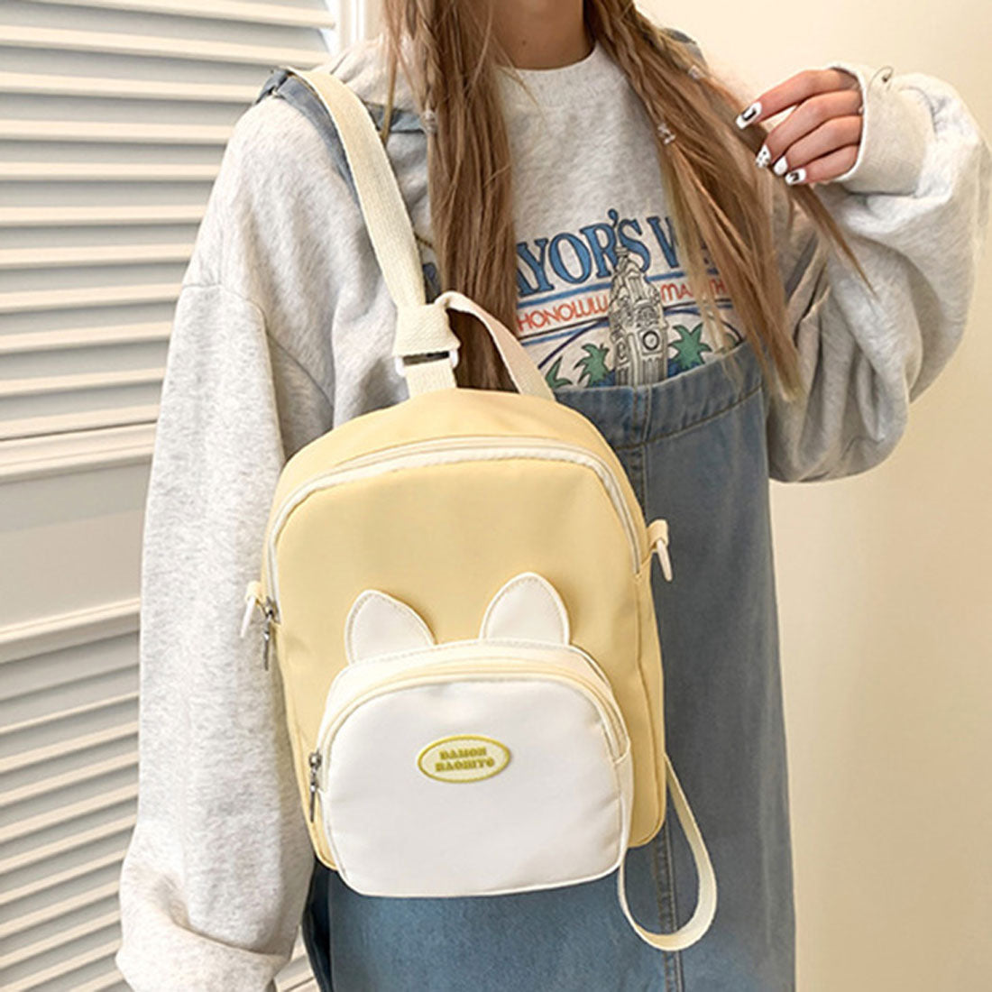 リアルスタイル REAL STYLE ショルダーバッグ レディース リュック 2way クリアポケット 透明 斜めがけ 肩掛け 軽い おしゃれ 推し活 ぬい 痛バッグ 猫耳 縦型