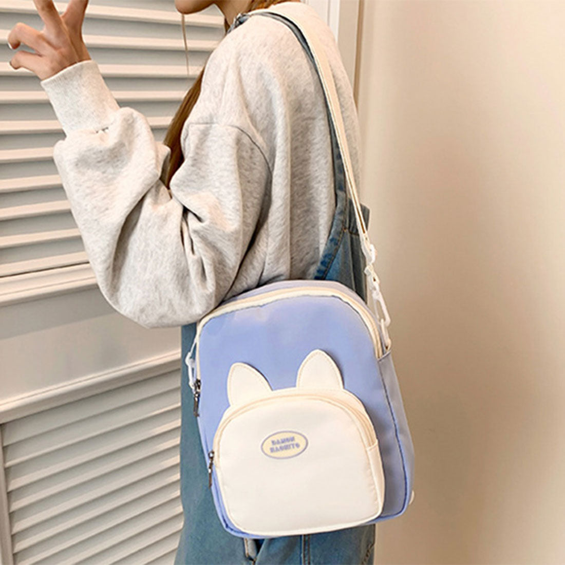 リアルスタイル REAL STYLE ショルダーバッグ レディース リュック 2way クリアポケット 透明 斜めがけ 肩掛け 軽い おしゃれ 推し活 ぬい 痛バッグ 猫耳 縦型