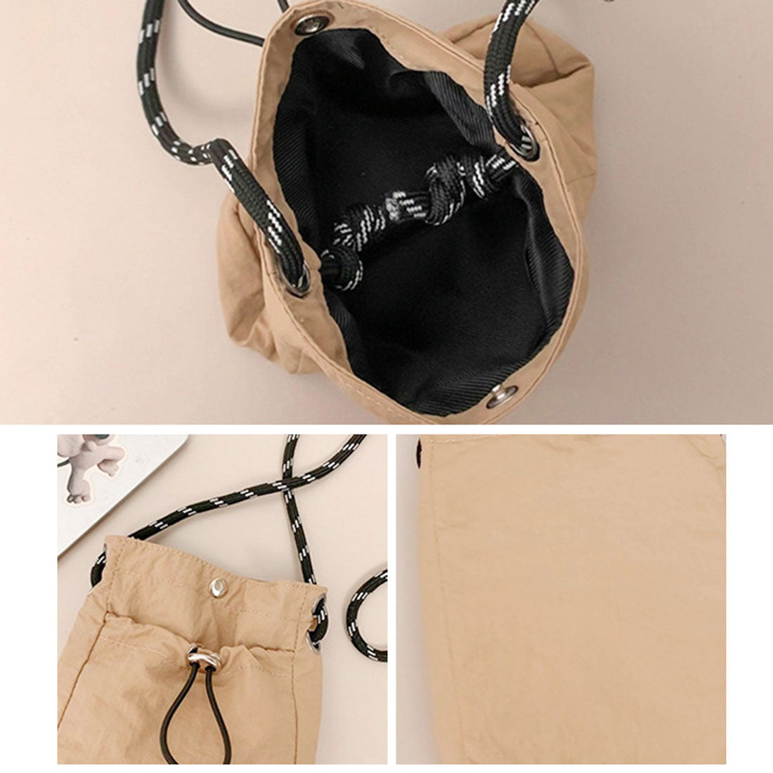 Real Style Pouch Shoulder Bag for Men and Women Smartphone Mini Drawstring nylon Small Lightweight Accessory Holder Shoulder Wallet Stylish Water-Resistant Outdoor