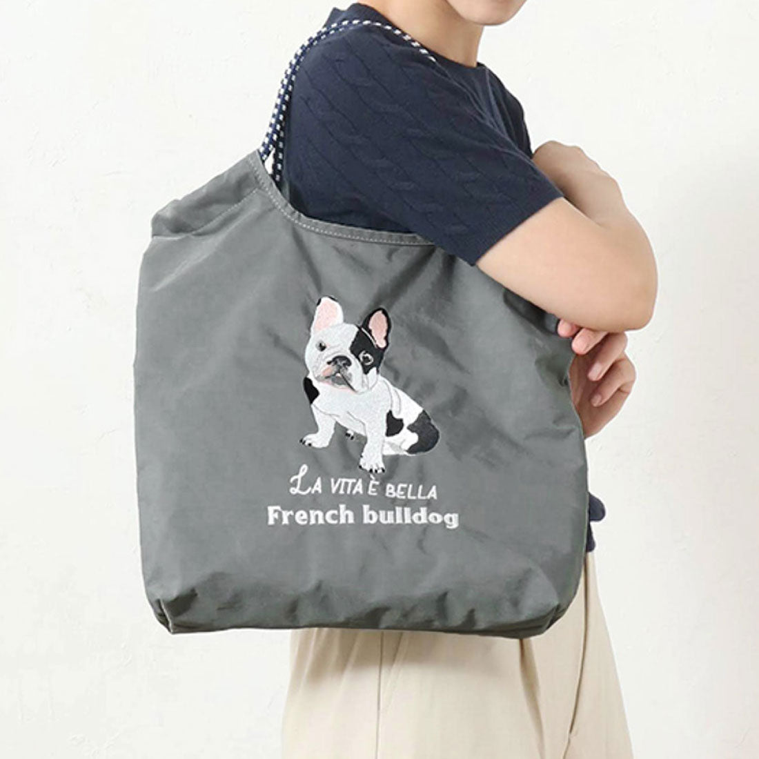 リアルスタイル REAL STYLE SOBIA ショルダーバッグ トートバッグ トートバック レディース a4サイズ 軽い 大きめ 大容量 ナイロン アニマル刺繍 猫 犬 動物 肩掛け 手提げ 可愛い （ミヌエット） ミヌエット