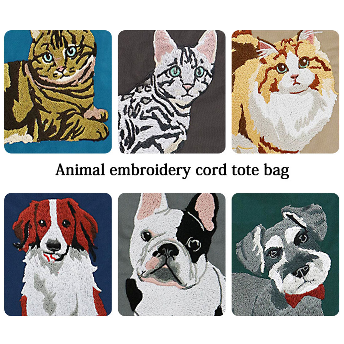 リアルスタイル REAL STYLE SOBIA ショルダーバッグ トートバッグ トートバック レディース a4サイズ 軽い 大きめ 大容量 ナイロン アニマル刺繍 猫 犬 動物 肩掛け 手提げ 可愛い （ミヌエット） ミヌエット