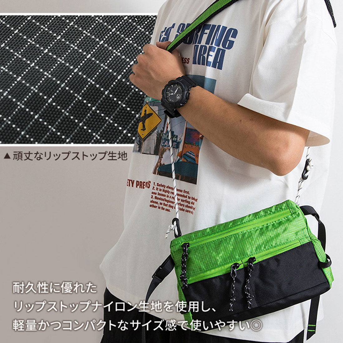 リアルスタイル REAL STYLE ショルダーバッグ サコッシュ メンズ レディース 軽い 小さい 軽量 ナイロン 斜めがけ 肩掛け ポーチ 小物入れ 収納 ミニ おしゃれ