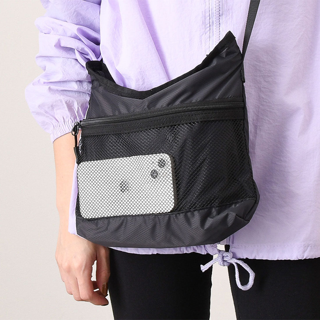 Real Style Shoulder Bag for Men and Women, Lightweight, Small, nylon, Crossbody, Shoulder Carry, Pouch, Small Item Holder, Mesh, Mini, Stylish, Casual