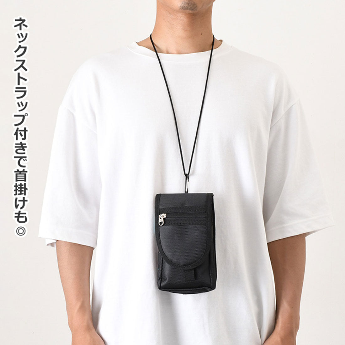 リアルスタイル REAL STYLE ベルトポーチ メンズ レディース 小物入れ スマホ おしゃれ ミニ バッグ ウエスト ヒップ 撥水 3way ネック 首掛け スリム 多収納 （ブラック） ブラック