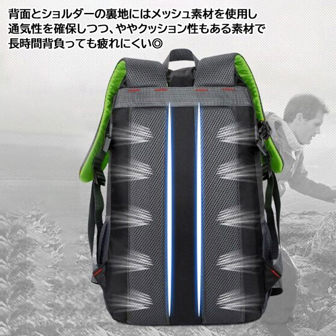 リアルスタイル REAL STYLE リュック バックパック メンズ レディース 大容量 35L 軽量 アウトドア 登山 釣り スポーツ 防災 旅行 A4 ナイロン おしゃれ 撥水 （グリーン） グリーン
