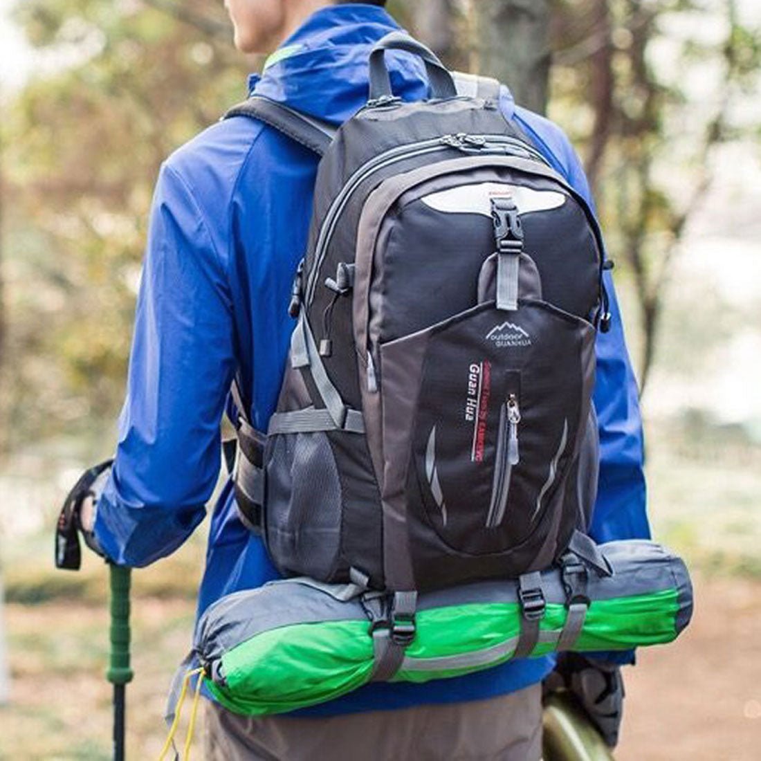 リアルスタイル REAL STYLE リュック バックパック メンズ レディース 大容量 35L 軽量 アウトドア 登山 釣り スポーツ 防災 旅行 A4 ナイロン おしゃれ 撥水 （ブラック） ブラック