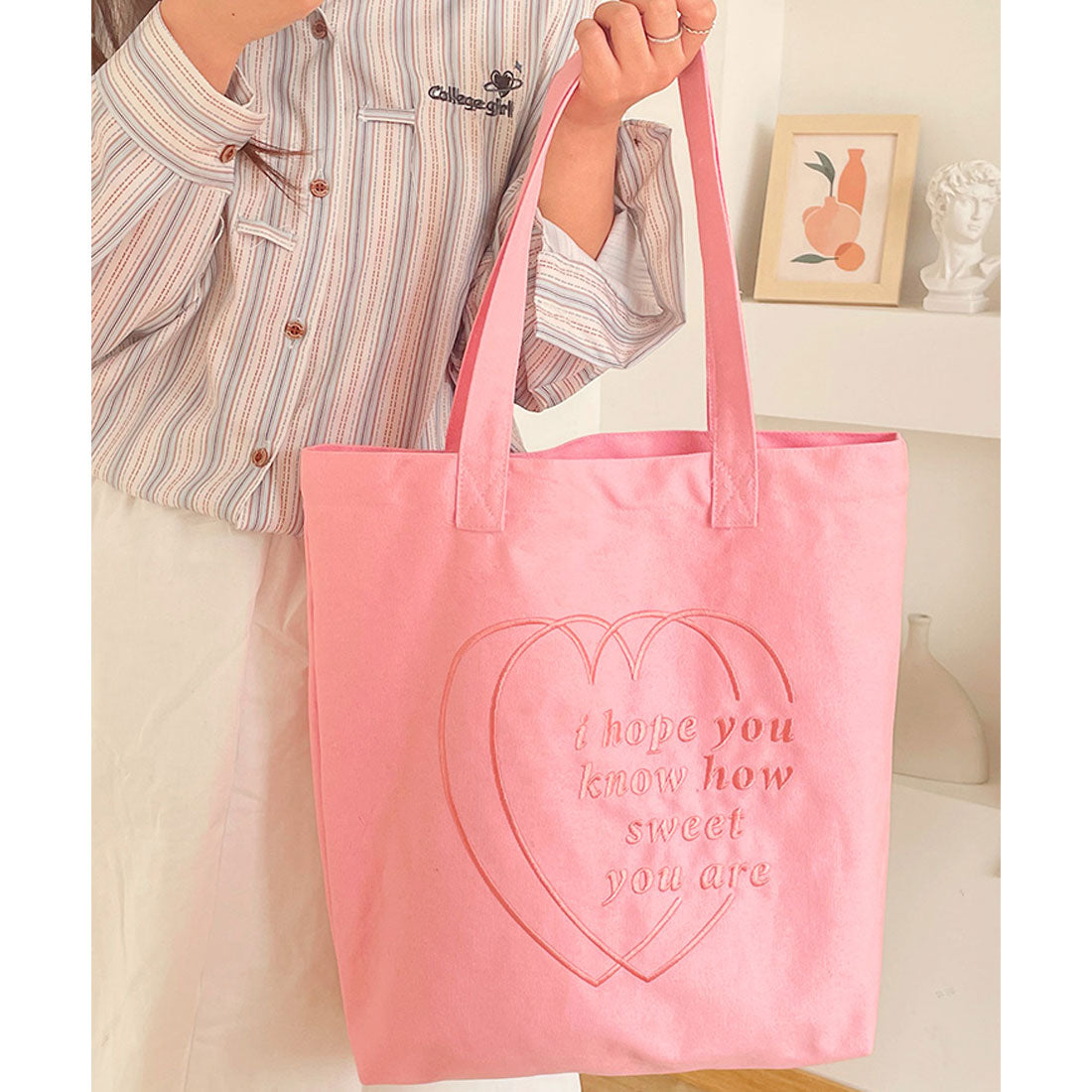 リアルスタイル REAL STYLE トートバッグ レディース A4 B4 大きめ 大容量 帆布 キャンバス 軽い 軽量 肩掛け 手提げ マチ付き マチ広 推し活 ハート 刺繍 （パープル） パープル