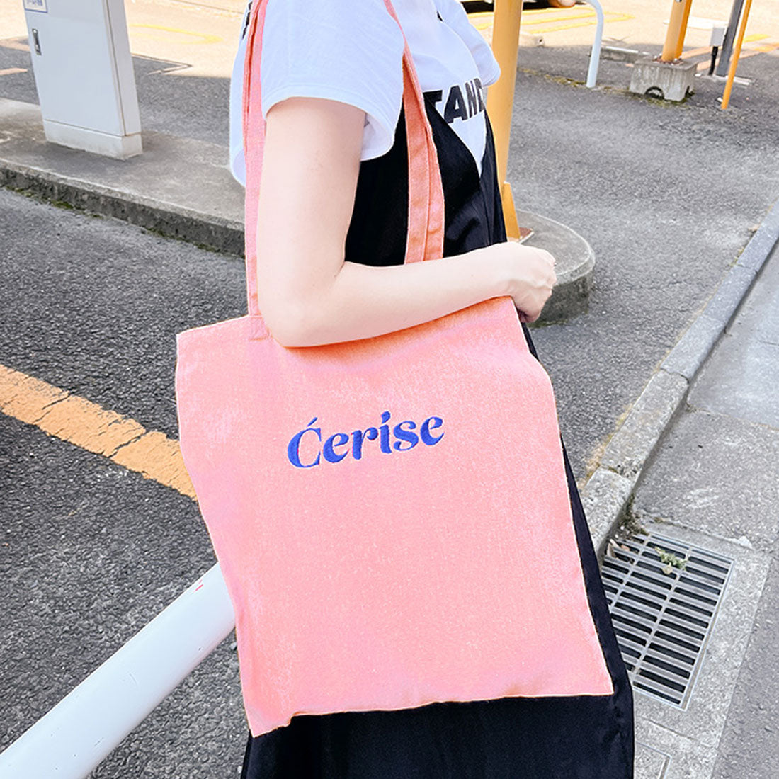 リアルスタイル REAL STYLE トートバッグ レディース a4 大きめ 軽い 大容量 肩掛け スリム jou jou lier 通勤 通学 ロゴ 刺繍 コットン 配色 おしゃれ （ブラック(07)） ブラック(07)