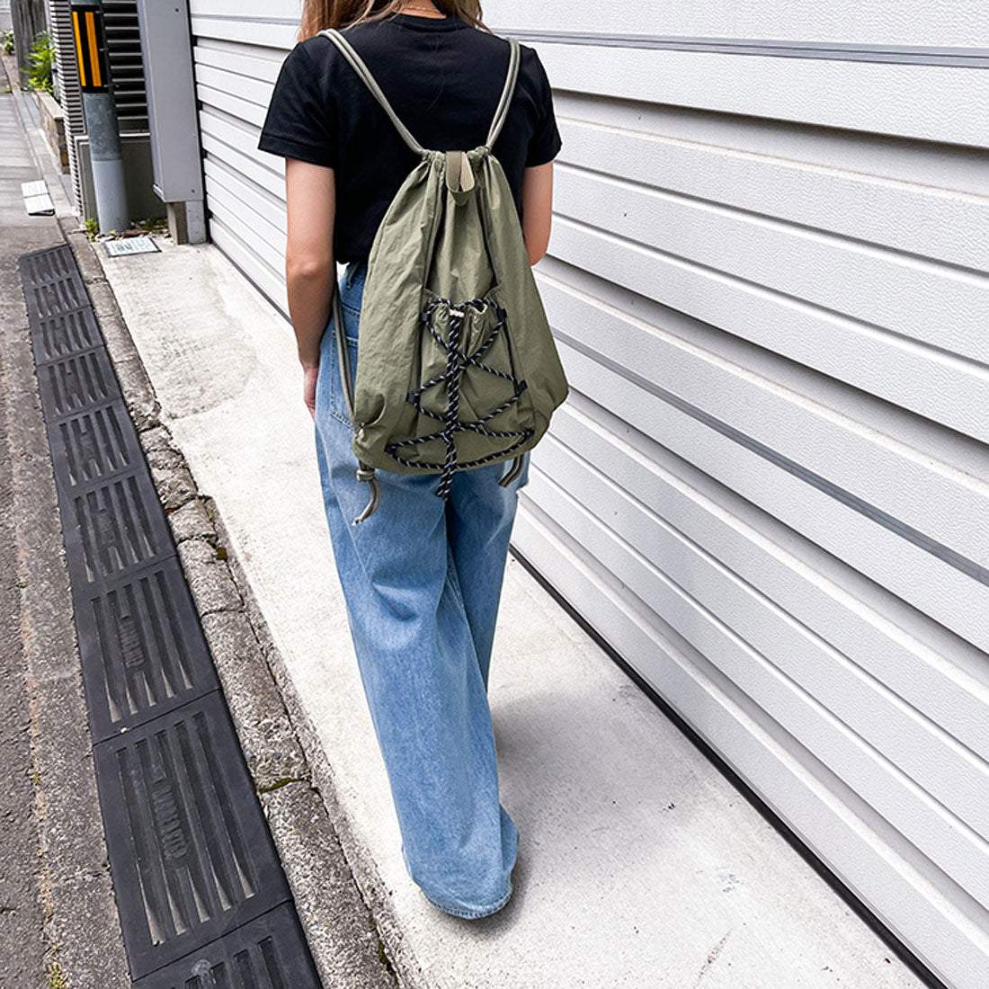 リアルスタイル REAL STYLE ナップサック リュック おしゃれ ナイロン 大きめ レディース メンズ 大容量 a4 軽い 15L ナップザック 撥水 通勤 通学 スポーツ （カーキベージュ） カーキベージュ