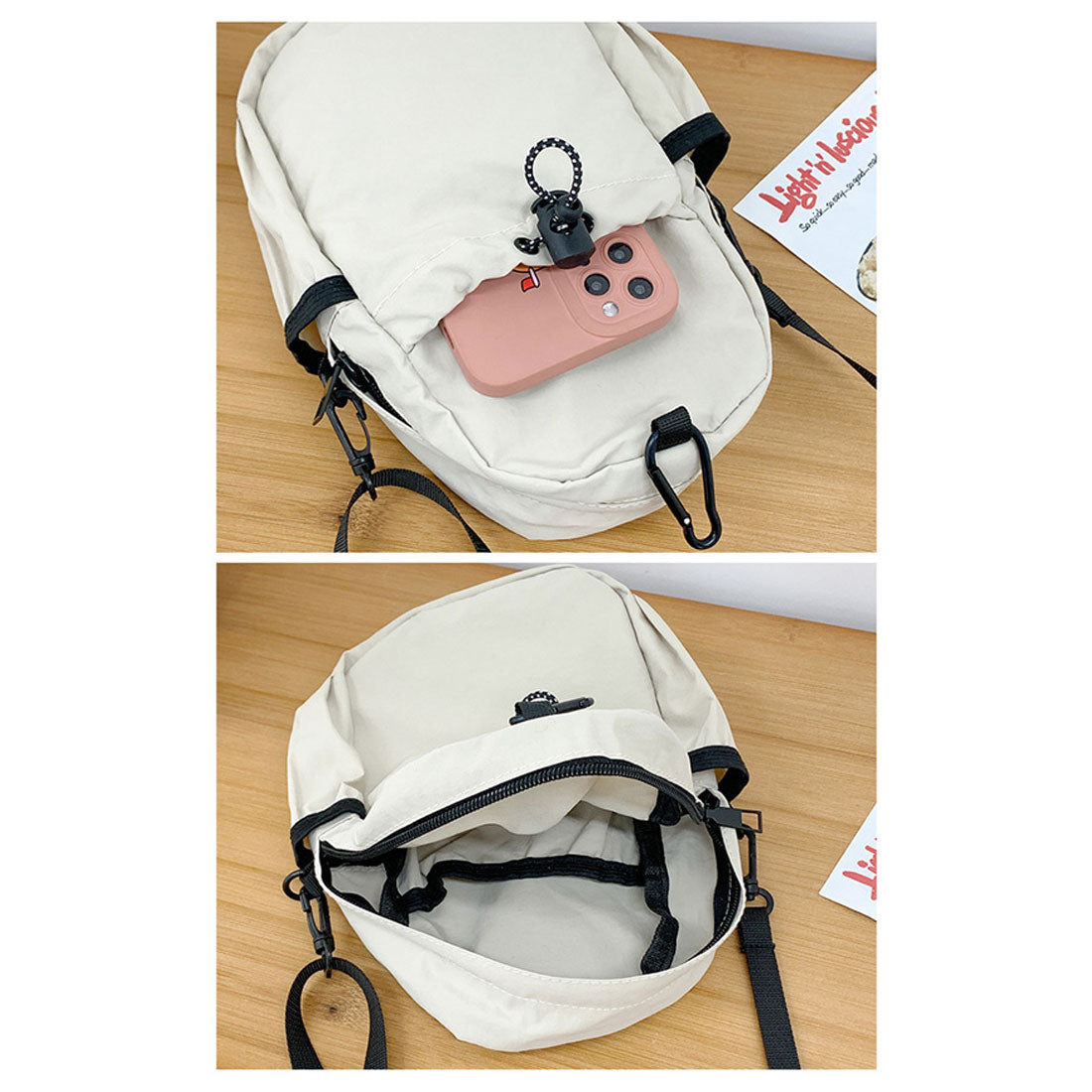 リアルスタイル REAL STYLE ポーチ ショルダーバッグ メンズ レディース スマホ ミニ ナイロン 小さめ サコッシュ 縦型 軽量 肩掛け おしゃれ 撥水 アウトドア （ベージュ） ベージュ