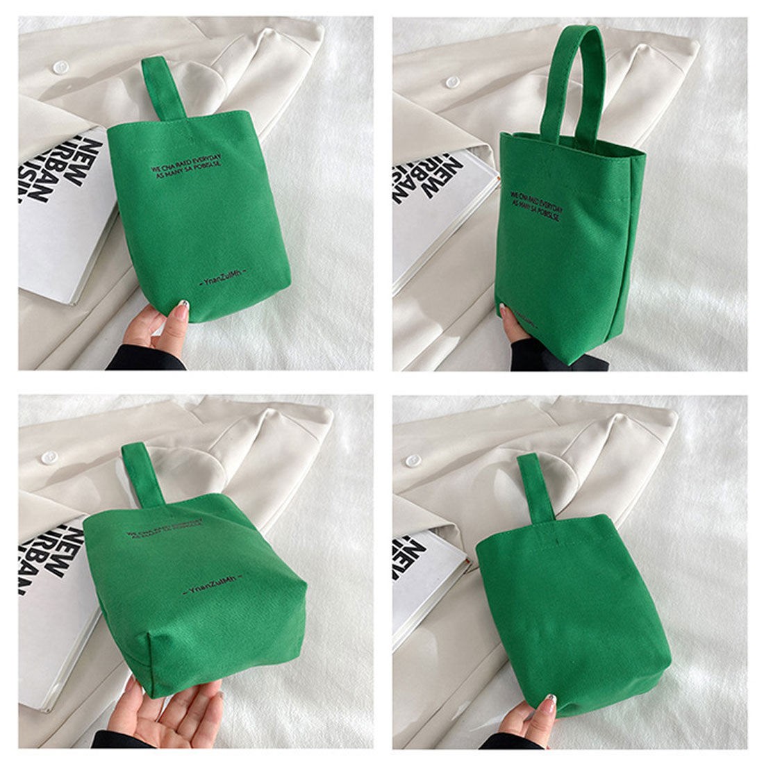 リアルスタイル REAL STYLE ハンドバッグ トートバッグ レディース 帆布 小さめ ミニ 軽量 バケツ型 縦型 ワンハンドル キャンバス おしゃれ 韓国 大人 カジュアル （グリーン） グリーン
