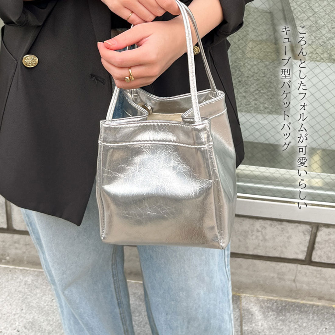 リアルスタイル REAL STYLE ハンドバッグ トートバッグ レディース 軽い 小さめ バケツ型 キューブバッグ マチ広 手持ち フェイクレザー 革 シンプル おしゃれ 自立 （ミントグリーン） ミントグリーン