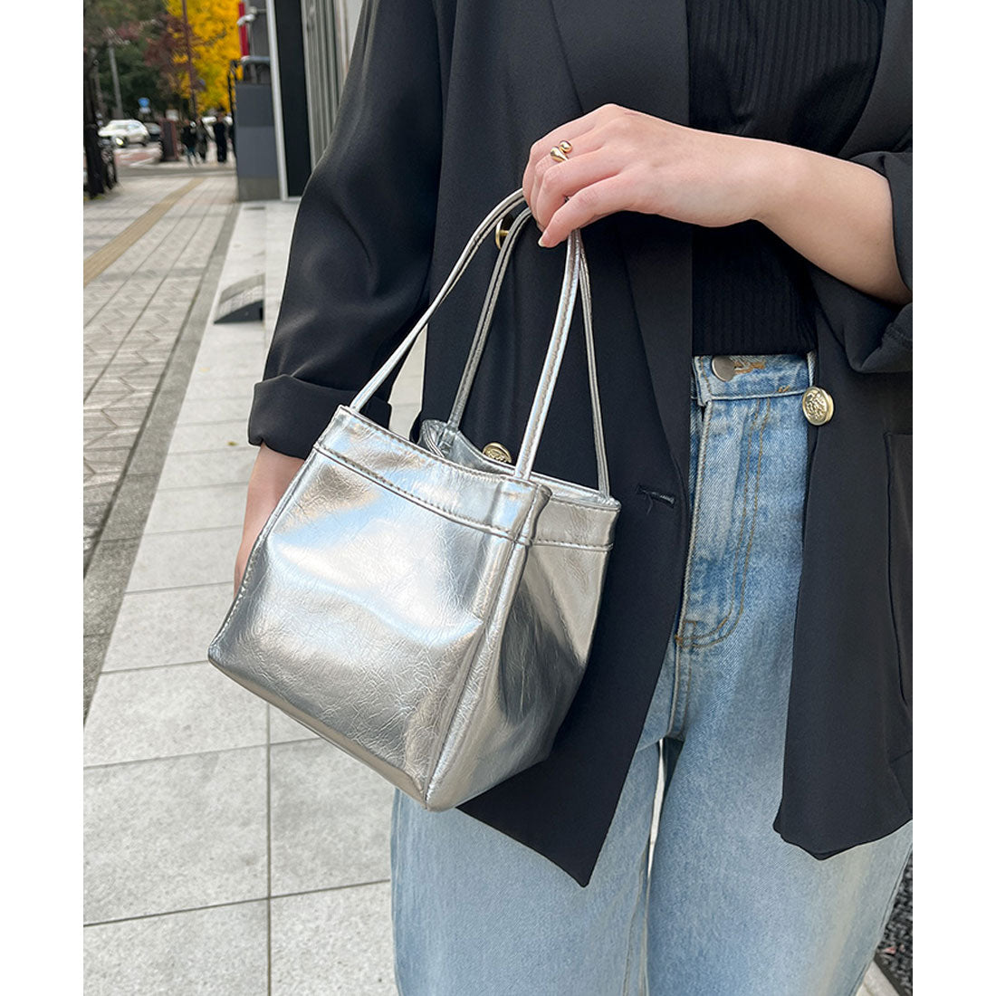 リアルスタイル REAL STYLE ハンドバッグ トートバッグ レディース 軽い 小さめ バケツ型 キューブバッグ マチ広 手持ち フェイクレザー 革 シンプル おしゃれ 自立 （ミントグリーン） ミントグリーン