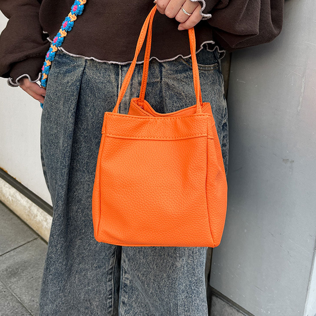 リアルスタイル REAL STYLE ハンドバッグ トートバッグ レディース 軽い 小さめ バケツ型 キューブバッグ マチ広 手持ち フェイクレザー 革 シンプル おしゃれ 自立 （ミントグリーン） ミントグリーン