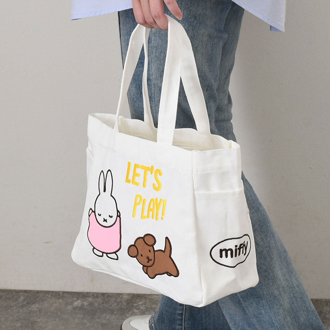 リアルスタイル REAL STYLE トートバッグ ランチバッグ レディース 小さめ 軽量 ミッフィー miffy 帆布 刺繍 b5 キャンバス キャラクター グッズ マチ広 （C） C