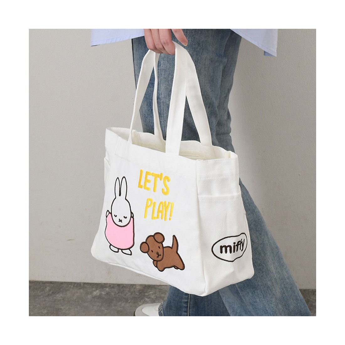 リアルスタイル REAL STYLE トートバッグ ランチバッグ レディース 小さめ 軽量 ミッフィー miffy 帆布 刺繍 b5 キャンバス キャラクター グッズ マチ広 （C） C