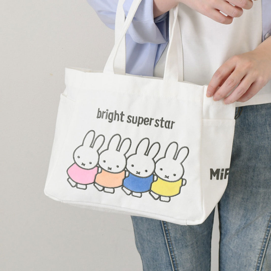 リアルスタイル REAL STYLE トートバッグ ランチバッグ レディース 小さめ 軽量 ミッフィー miffy 帆布 刺繍 b5 キャンバス キャラクター グッズ マチ広 （A） A