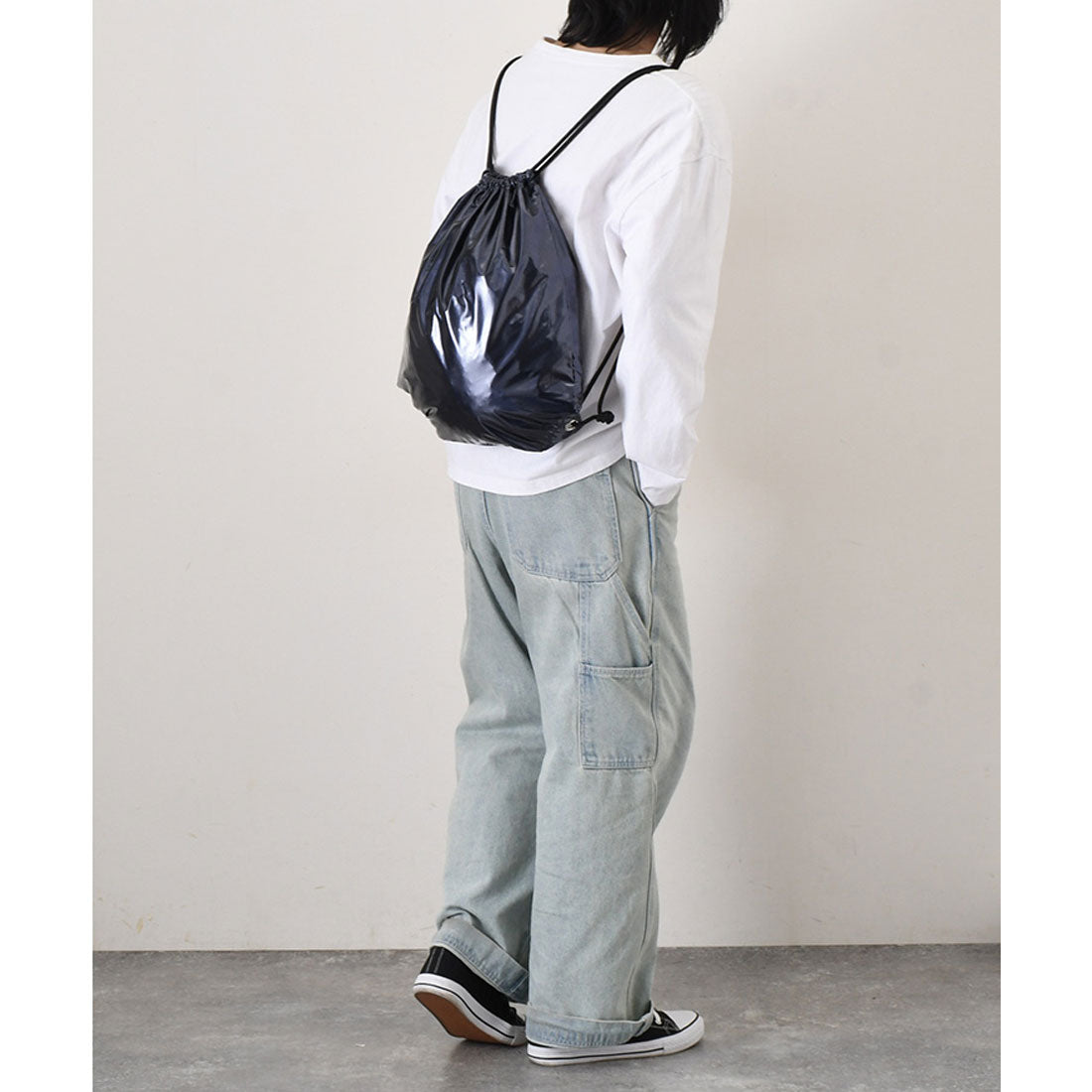 リアルスタイル REAL STYLE ナップサック メンズ レディース 大きめ 大容量 軽い ナップザック 撥水 a4 15L 通勤 通学 スポーツ ジム おしゃれ カジュアル 巾着バッグ （ブラック） ブラック