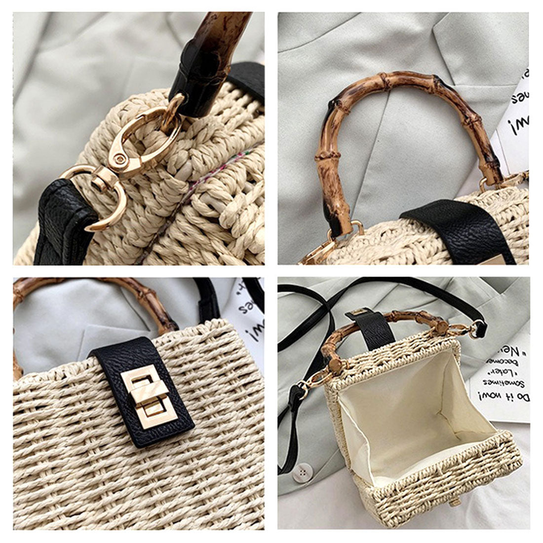 リアルスタイル REAL STYLE かごバッグ レディース 軽量 軽い 小さめ ハンドバッグ ショルダーバッグ 2way スクエア 自立 肩掛け 斜めがけ 夏 雑材 おしゃれ （ベージュ） ベージュ