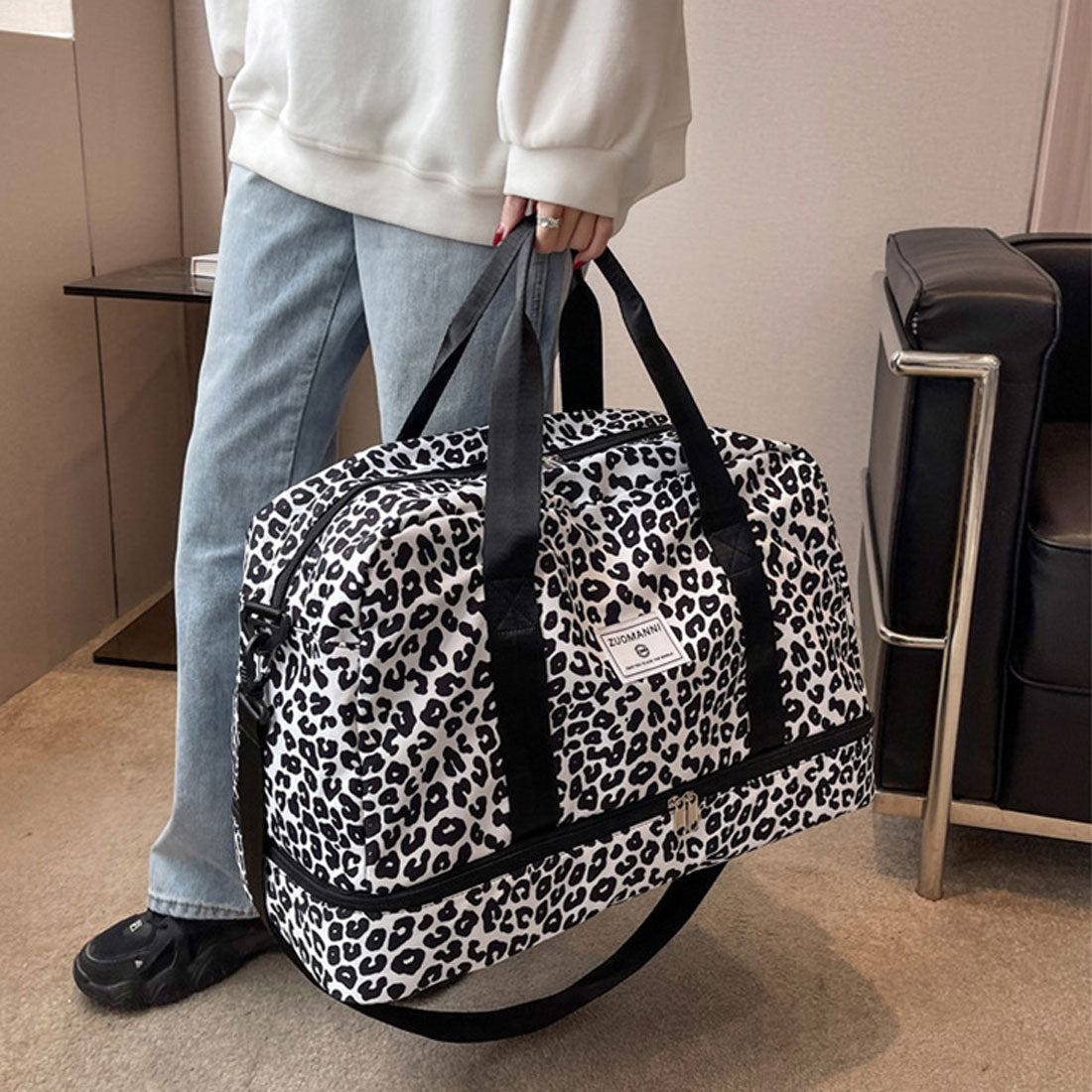 リアルスタイル REAL STYLE ボストンバッグ ボストンバック 大容量 ゴルフ 軽い ショルダー 2泊 1泊 折りたたみ キャリーオン （ビッグレオパード×ベージュ） ビッグレオパード×ベージュ