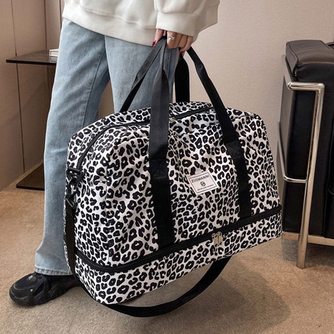 リアルスタイル REAL STYLE ボストンバッグ ボストンバック 大容量 ゴルフ 軽い ショルダー 2泊 1泊 折りたたみ キャリーオン （ミニレオパード×ホワイト） ミニレオパード×ホワイト