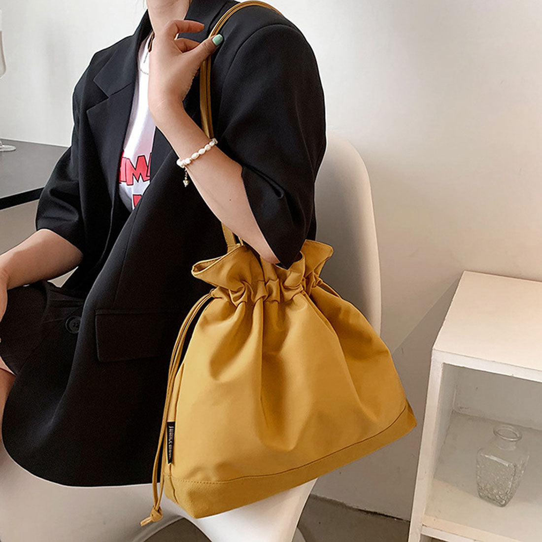 REAL STYLE Tote Bag A4 Lightweight Oshikatsu Fan Live Jumbo Uchiwa Drawstring Simple Sub-bag Cloth Canvas