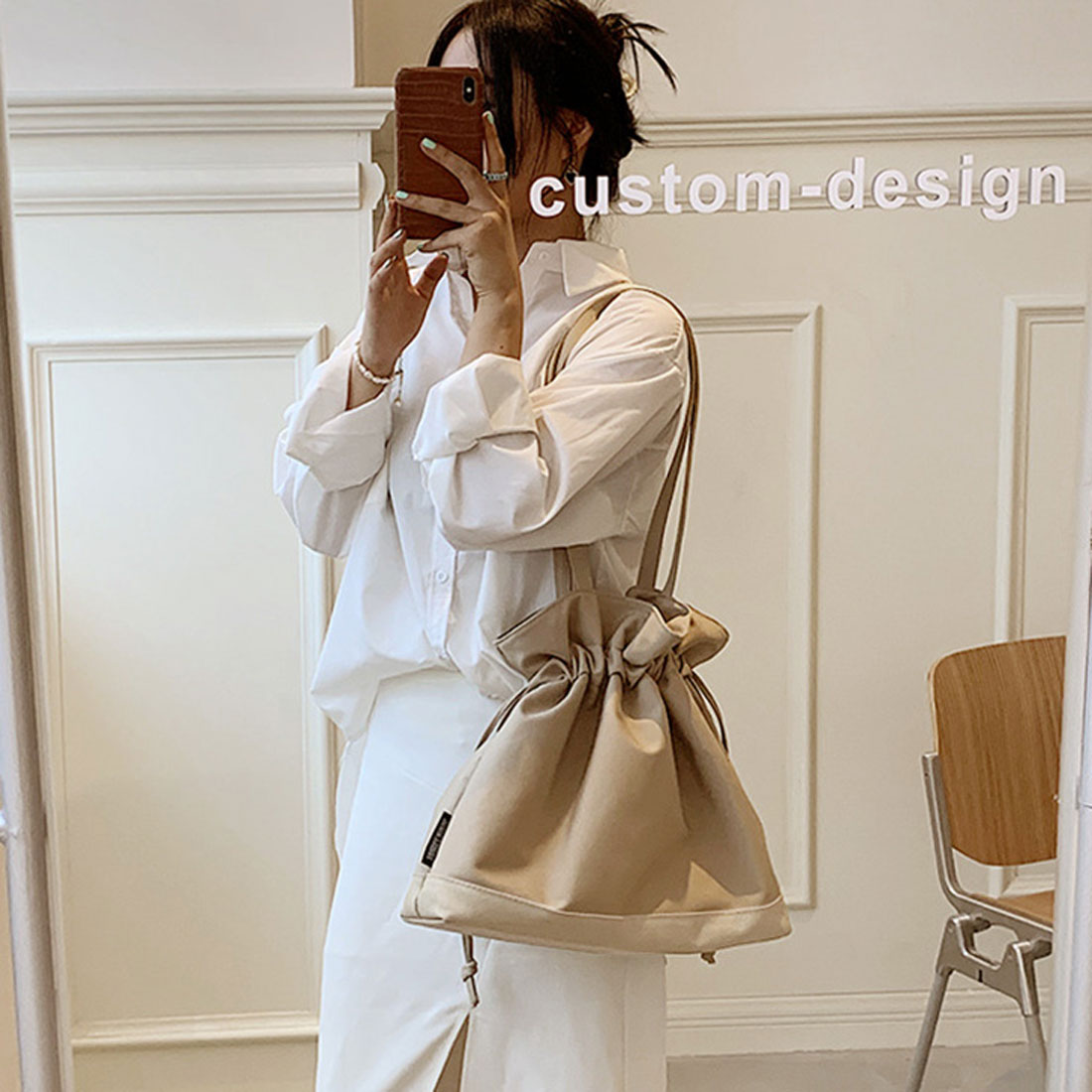 REAL STYLE Tote Bag A4 Lightweight Oshikatsu Fan Live Jumbo Uchiwa Drawstring Simple Sub-bag Cloth Canvas