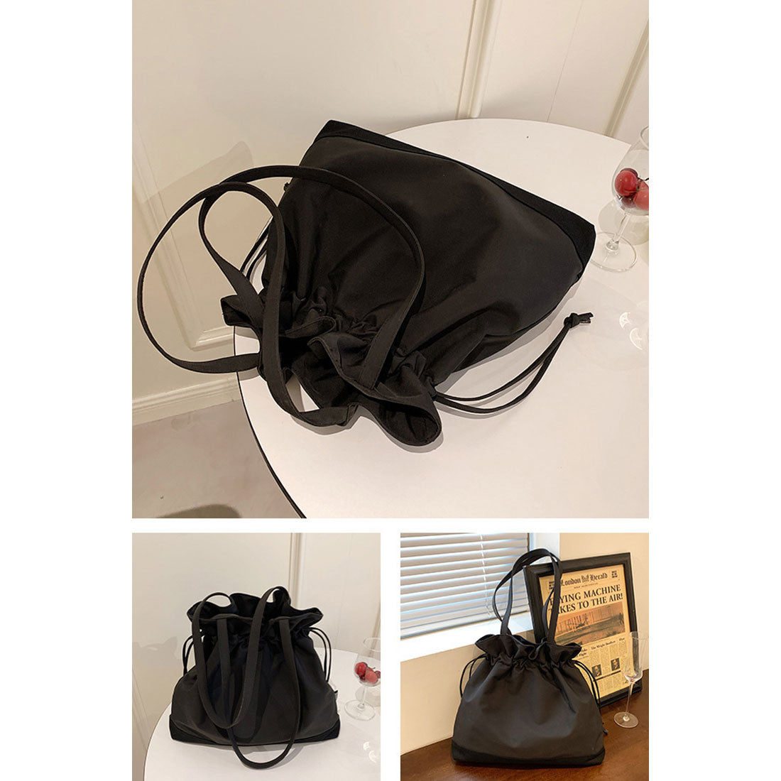 REAL STYLE Tote Bag A4 Lightweight Oshikatsu Fan Live Jumbo Uchiwa Drawstring Simple Sub-bag Cloth Canvas