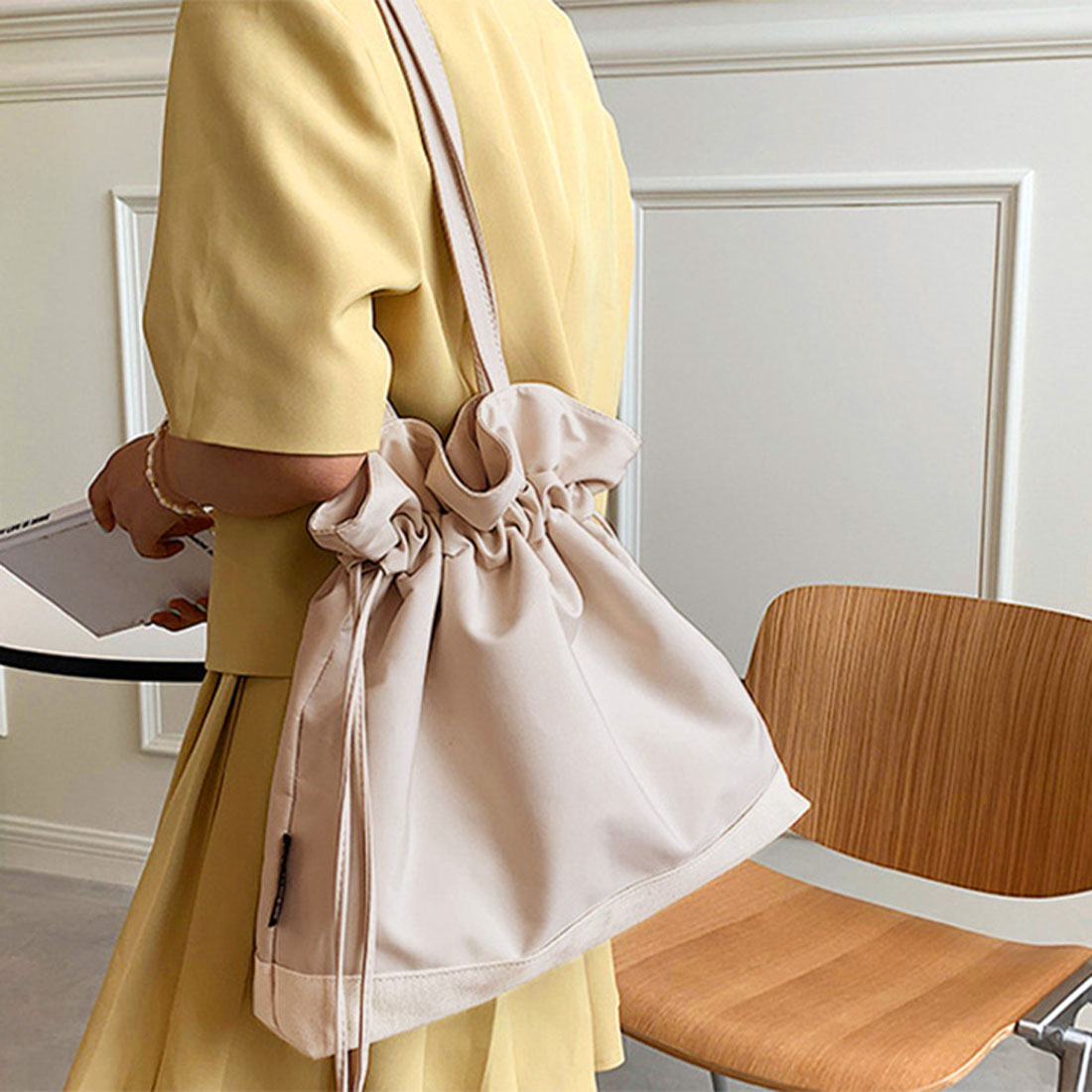 REAL STYLE Tote Bag A4 Lightweight Oshikatsu Fan Live Jumbo Uchiwa Drawstring Simple Sub-bag Cloth Canvas
