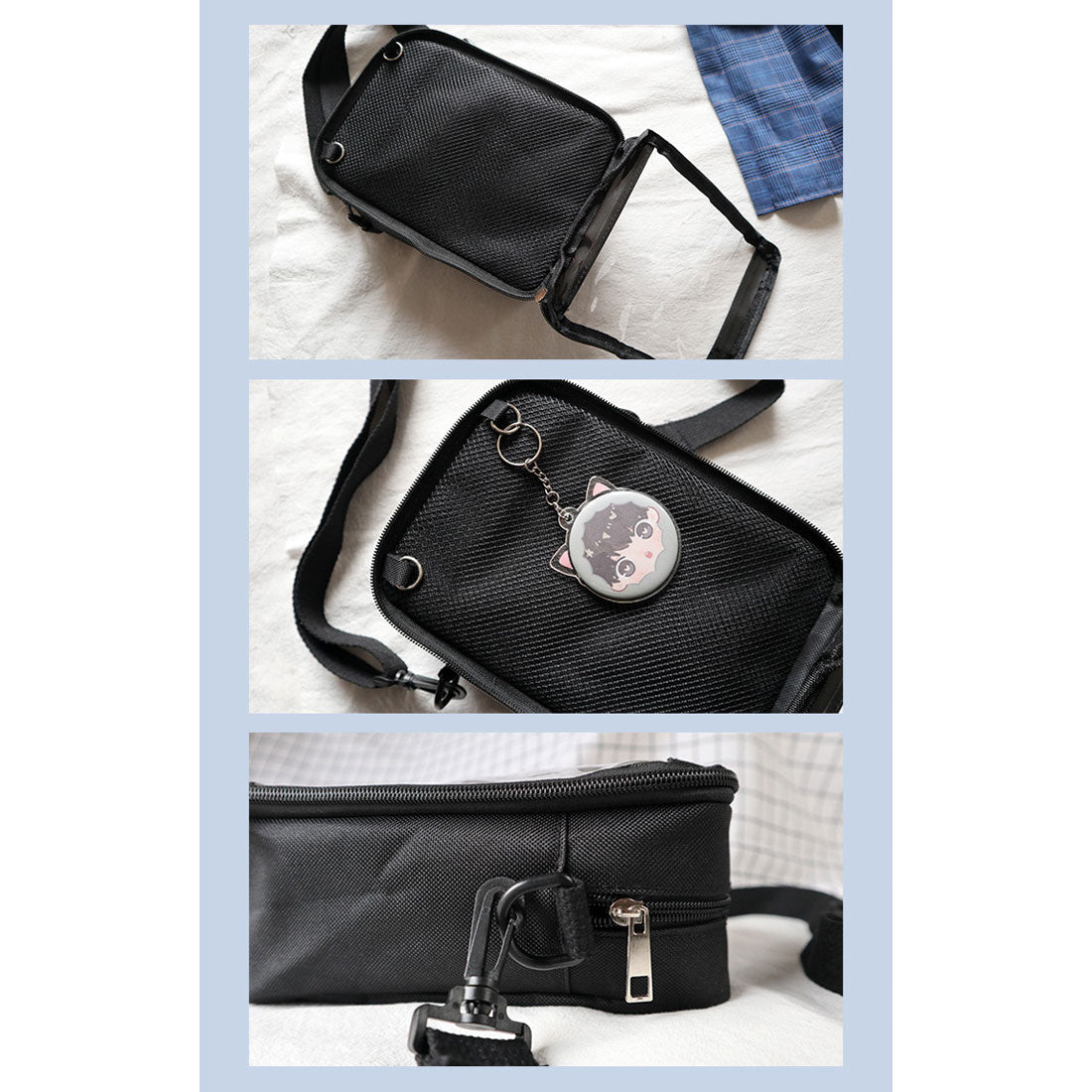 REAL STYLE Ita Bag Shoulder Bag Clear Black Clear Pocket Oshikatsu Tra