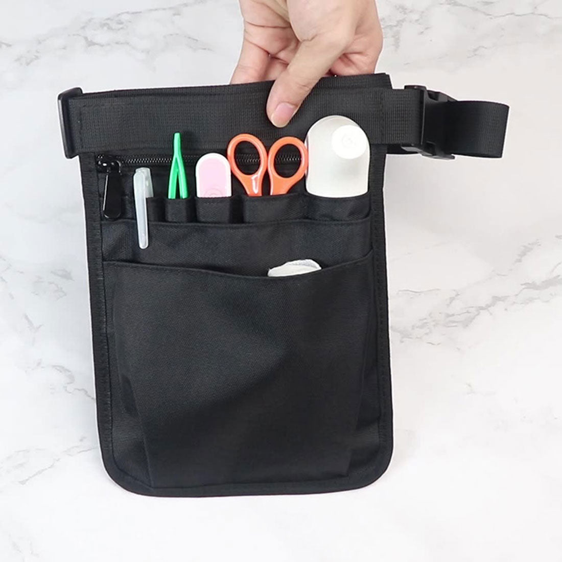 REAL STYLE Nurse Pouch Waist Bag Apron Bag Black Nurse Caregiver Unisex Medical Pencil Case Work