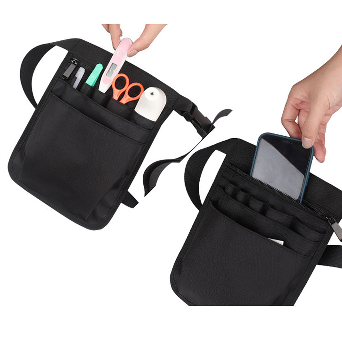 REAL STYLE Nurse Pouch Waist Bag Apron Bag Black Nurse Caregiver Unisex Medical Pencil Case Work