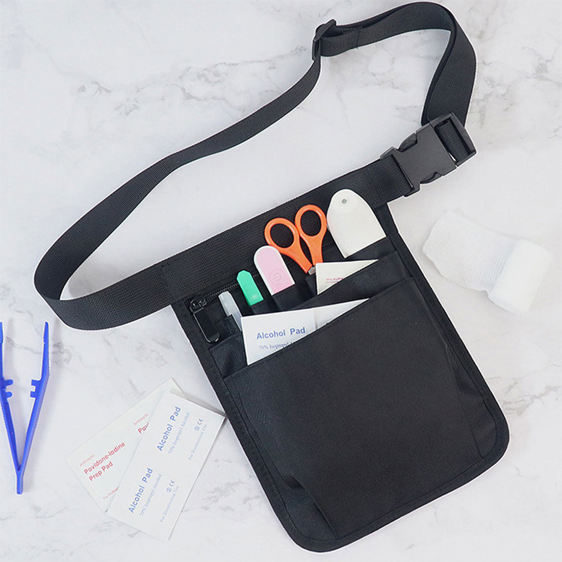 REAL STYLE Nurse Pouch Waist Bag Apron Bag Black Nurse Caregiver Unisex Medical Pencil Case Work