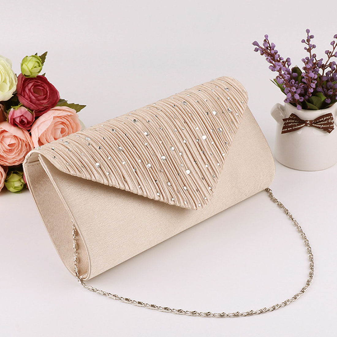 リアルスタイル REAL STYLE クラッチバッグ 結婚式 パーティー ショルダー チェーン 斜めがけ 華やか ラインストーン 上品 お呼ばれ
