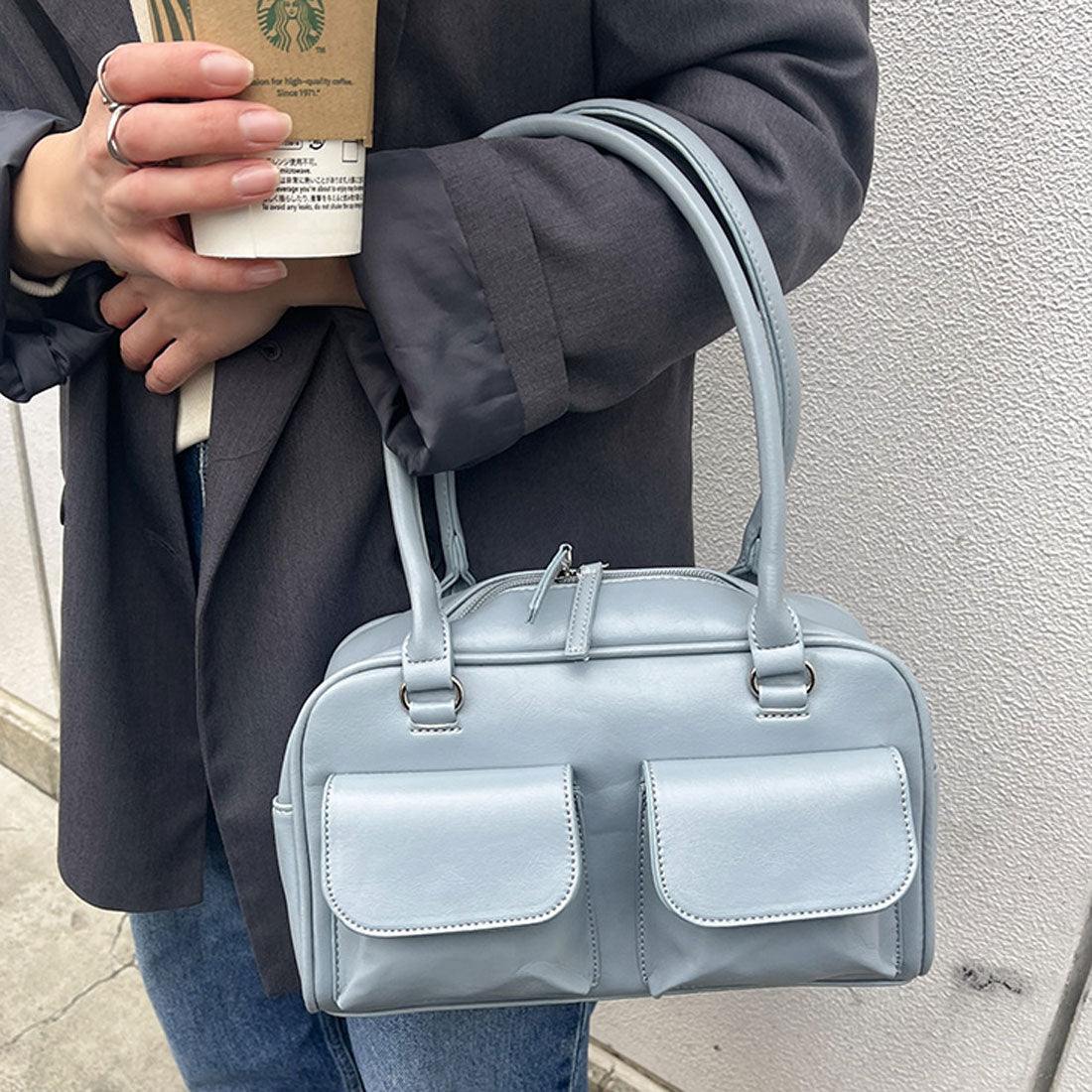 REAL STYLE Handbag Tote Bag for Women, Lightweight, Small, Stylish, Commuting, Black, Synthetic Leather, Mini, Girls, School, Faux Leather, Cute, Korean, Simple