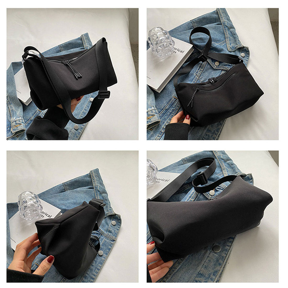 リアルスタイル REAL STYLE ショルダーバッグ レディース メンズ 軽い 軽量 小さめ 斜めがけ ナイロン 横型 スクエア ミニ 無地 カジュアル 自転車 旅行 韓国 （ホワイト） ホワイト