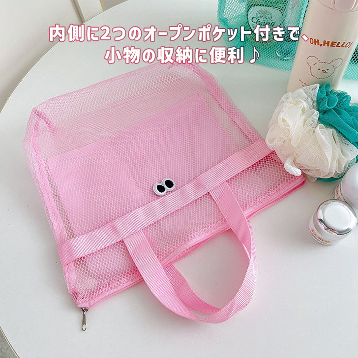 リアルスタイル REAL STYLE トートバッグ トートバッグ 目玉 スパバッグ メッシュ レディース メンズ プールバッグ 子供 おしゃれ ミニ 小さめ ポケット 温泉 軽量 子供 キッズ 海