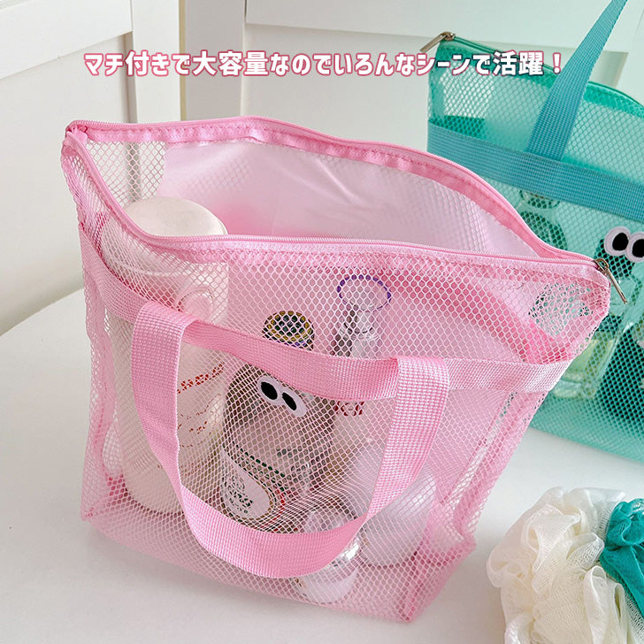 リアルスタイル REAL STYLE トートバッグ トートバッグ 目玉 スパバッグ メッシュ レディース メンズ プールバッグ 子供 おしゃれ ミニ 小さめ ポケット 温泉 軽量 子供 キッズ 海